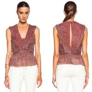 Isabel Marant Moddy Pleated Chiffon Silk Top